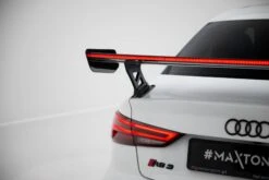 Maxton Design - Carbon Fiber Rear Wing With External Brackets Uprights + LED Audi A3 / A3 S-Line / S3 / RS3 Sedan 8V / 8V (Facelift) -FlareCraft Store eng pl Carbon Spoiler With External Brackets Uprights LED Audi A3 A3 S Line S3 RS3 Sedan 8V 8V Facelift 21901 2