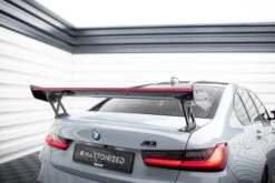 Maxton Design - Carbon Fiber Rear Wing + LED Light (External Brackets Uprights) BMW M3 G80 / M340i G20 / Series 3 M-Pack / Standard G20 -FlareCraft Store eng pl Carbon Spoiler With External Brackets Uprights LED BMW M3 G80 20361 12