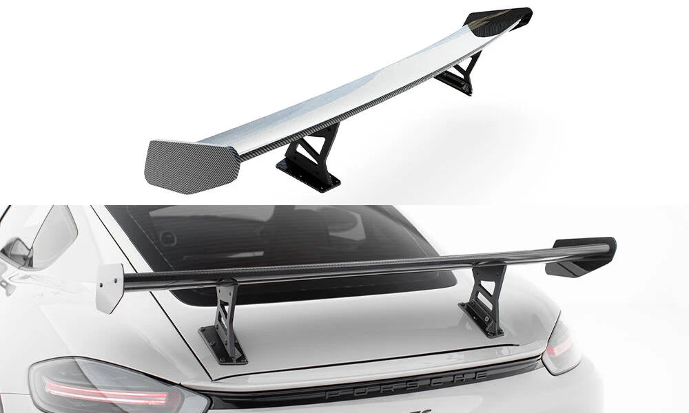 Maxton Design - Carbon Fiber Rear Wing With Internal Brackets Uprights V.1 Porsche 718 Cayman 982C 3 Maxton Design - Carbon Fiber Rear Wing With Internal Brackets Uprights V.1 Porsche 718 Cayman 982C