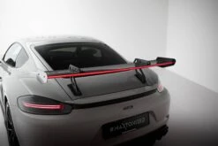 Maxton Design - Carbon Fiber Rear Wing With Upper Swan Mounting V.1 + LED Porsche 718 Cayman 982C -FlareCraft Store eng pl Carbon Spoiler With Upper Swan Mounting V 1 LED Porsche 718 Cayman 982c 21520 17